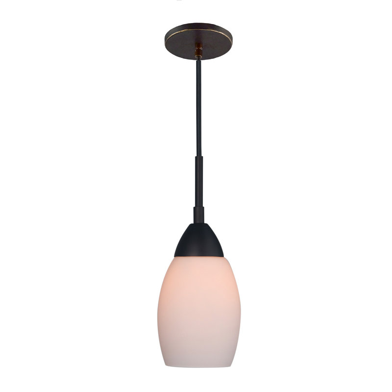 Luminaire suspendu en forme de cloche à 1 lumière Murphy, Bronze, Blanc opale