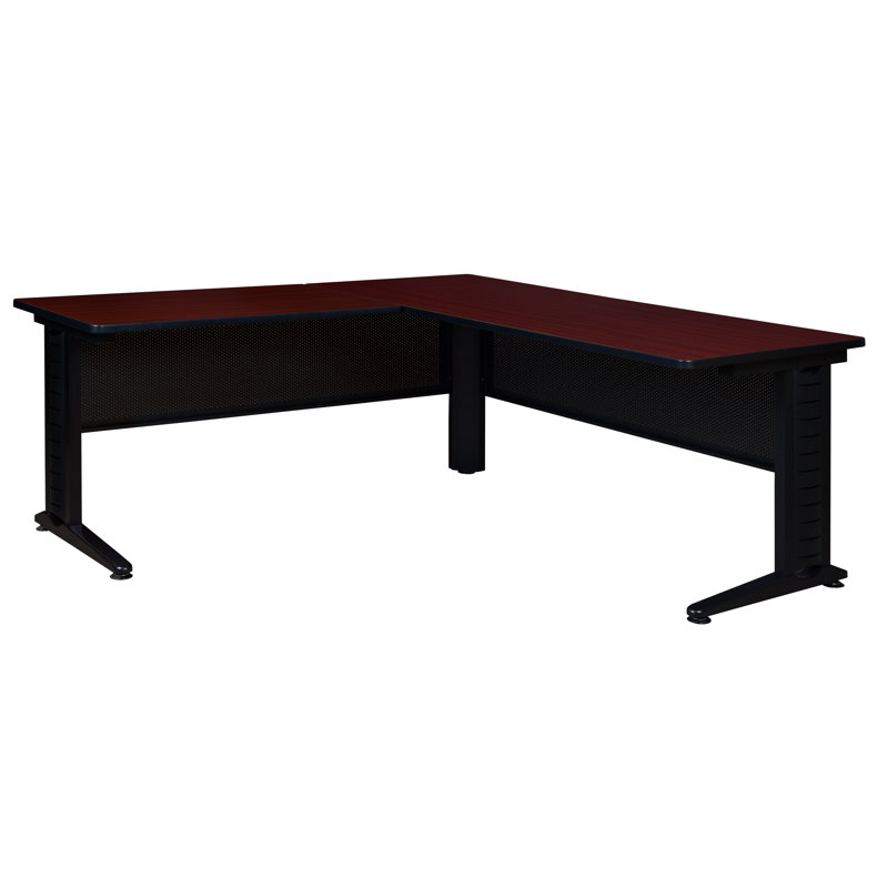 Nevjana Fusion L-Shaped Desk Shell, Acajou, H 29 po x l 66 po x P 72 po, 42 po