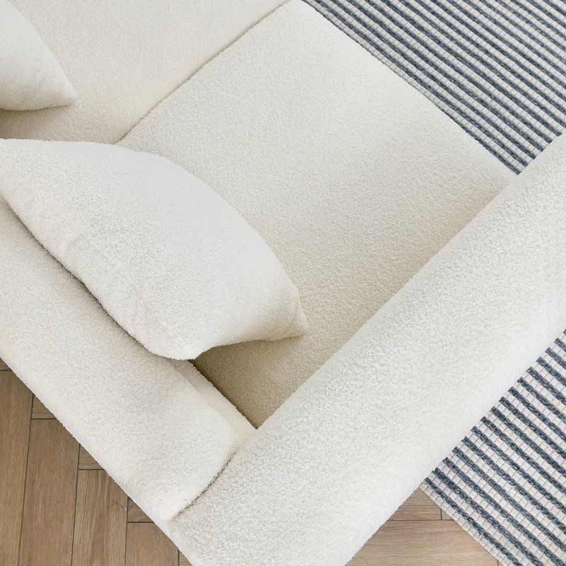 2-Seater Sofa, Living Room Loveseat With 2 Pillows For Living Room, Bedroom, Ivory