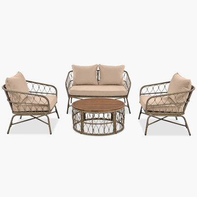 Ensemble modulaire d'extérieur réversible de terrasse de 48,4 po de largeur avec coussins Latres