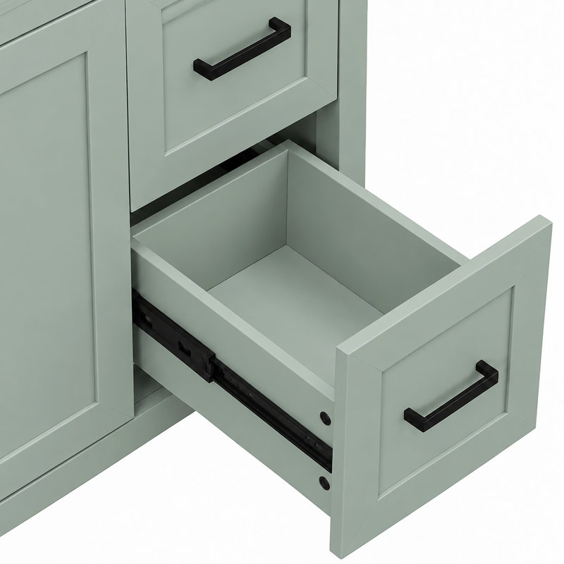 Meuble-lavabo simple 36 po avec plateau en céramique, Vert sauge