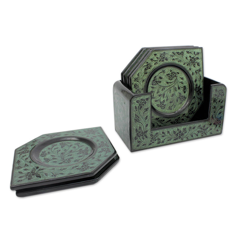 7 Piece Coaster Set With Holder