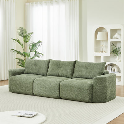 Canapé en chenille pour le salon, grand canapé 3 places moderne de 109 po avec accoudoirs épaissis, dossier rembourré, assise profonde, moelleux, confortable pour le salon, la chambre à coucher, un appartement, un bureau