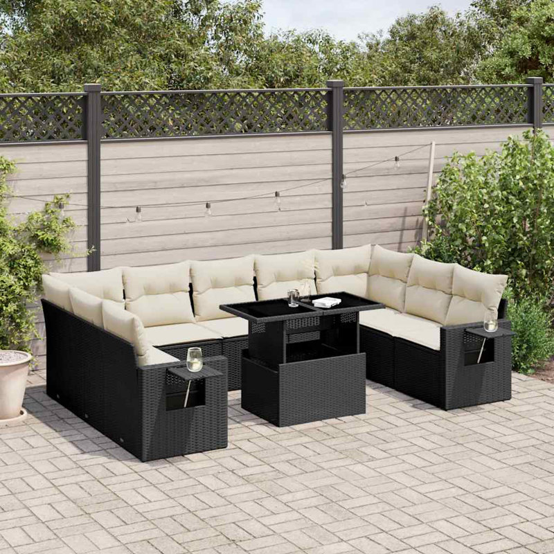 Vidaxl Garden Sofa Set Black, Cream White
