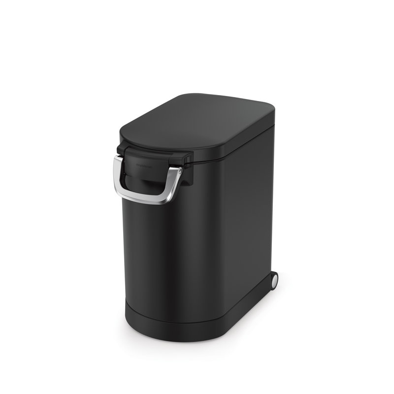 simplehuman Pet Food Storage Container Stainless Steel for Dog Food, Cat Food, and Bird Feed, Medium, Black