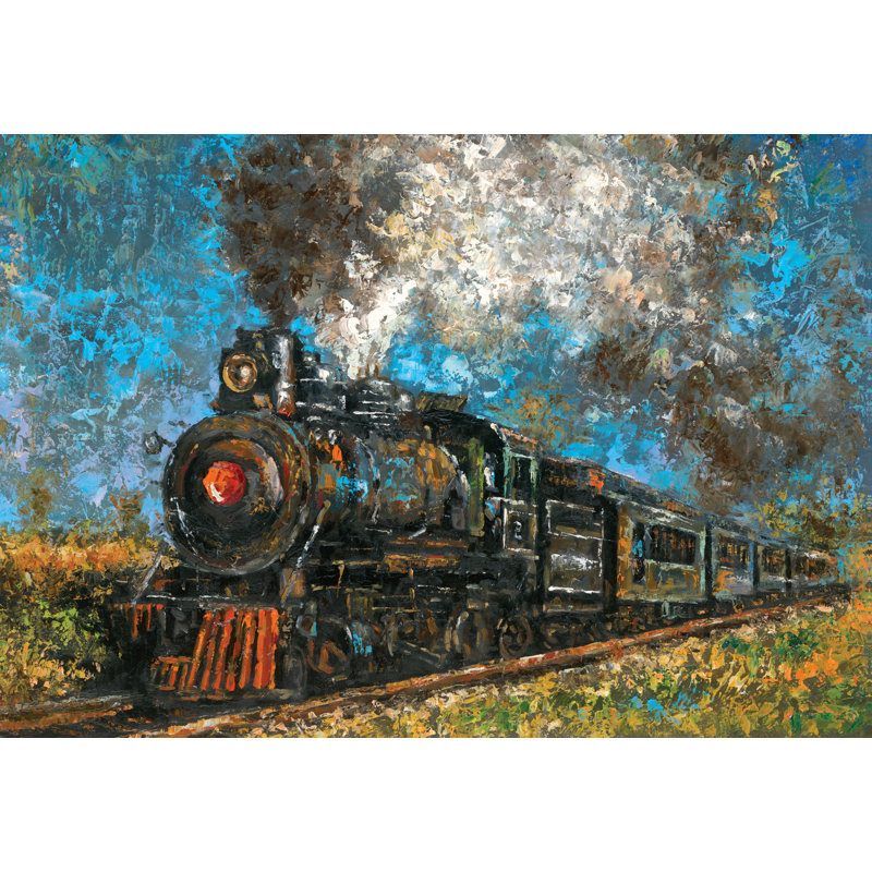 Painted Train - Wrapped Canvas Painting, 30cm H x 46cm W x 3.8cm D