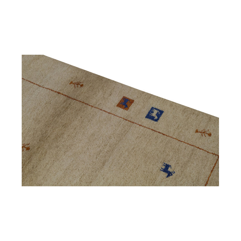 Gabbeh Hand-Knotted High-Quality Camel and Cream Area Rug