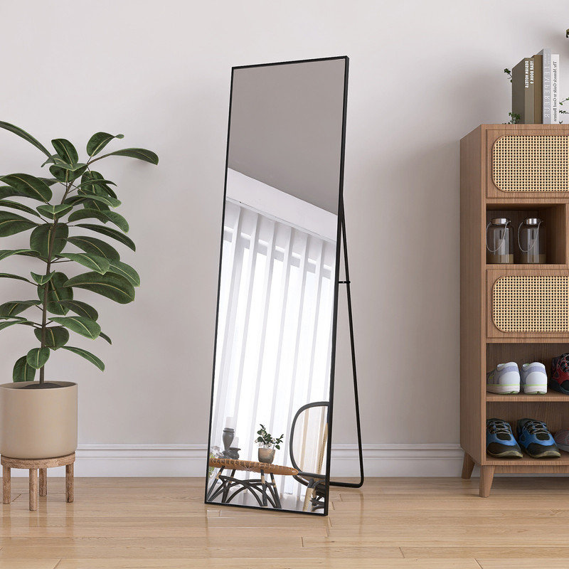 Metal Rectangle Floor Mirror, Black