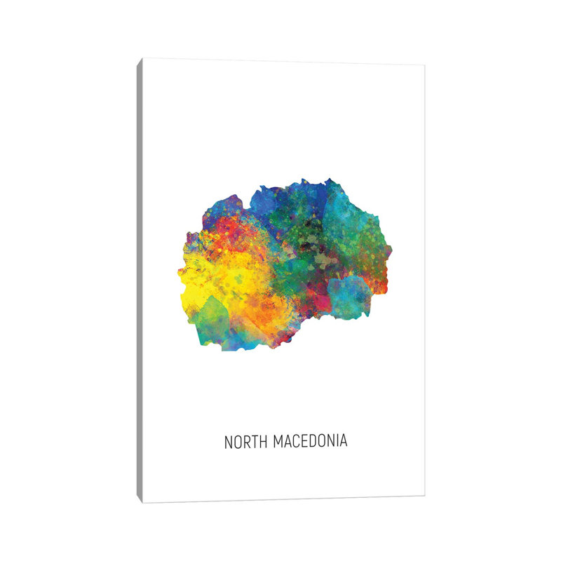 MTO3064 - Carte de la Macédoine du Nord, H 40 po x l 26 po x P 1,5 po