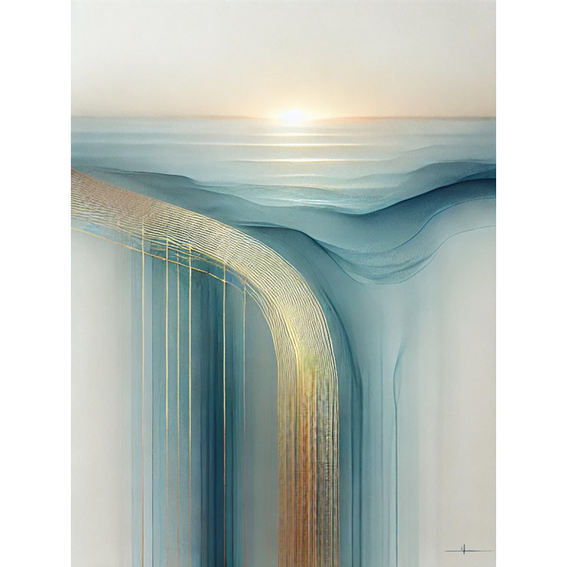 Horizon cascade - art mural abstrait sur toile, H 36 po x l 24 po x P 1,5 po