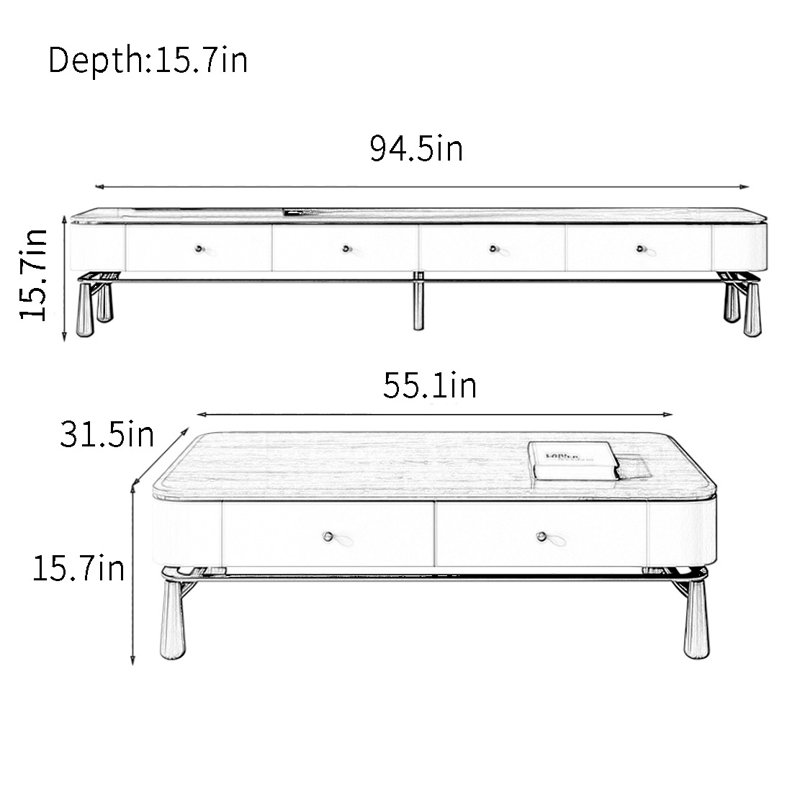 Combinaison table basse et meuble télé