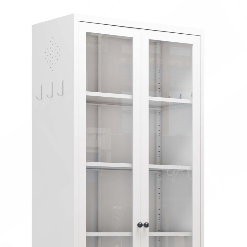 Armoire de cuisine en métal - 72 po de hauteur avec 5 tablettes réglables, armoire autoportante blanche pour cuisine / garde-manger / salle de bain