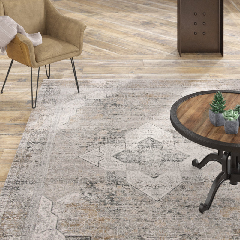 Tapis oriental gris clair en viscose / acyrène Cuccia 700, Rectangle 9 pi x 12 pi
