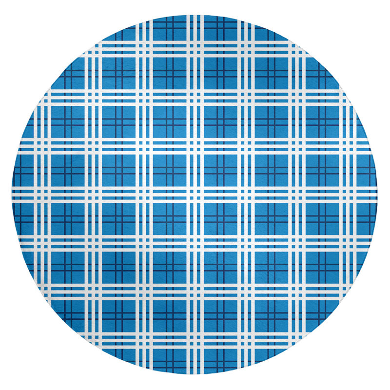 Plaid Indoor Rug, Round 5'