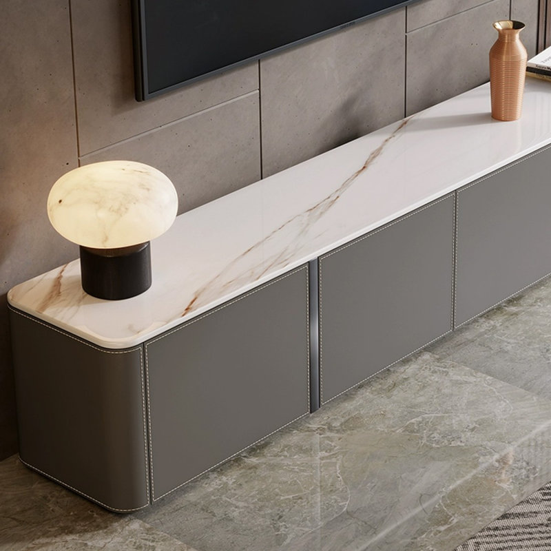 Meuble télé moderne en bois massif gris, H 17,72 po x L 15,75 po x l 78,74 po