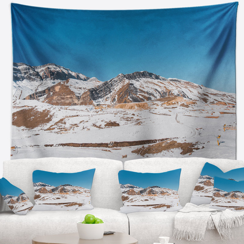 Paysage photographie hiver montagnes en azerbaïdjan tapisserie, H 78 po x l 92 po