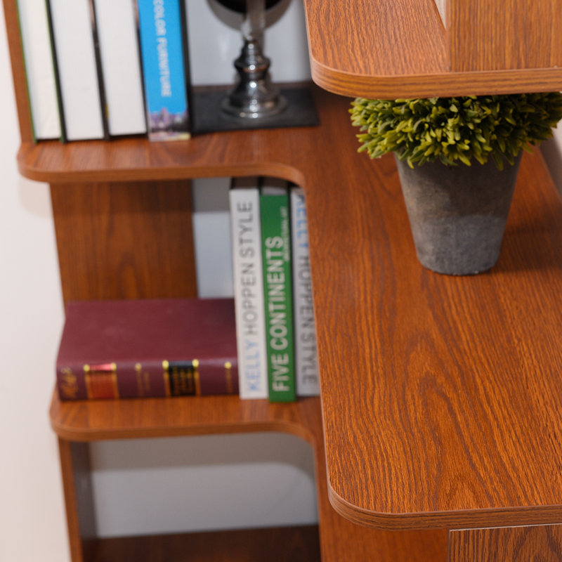 Corner Book Shelf, 6 Tier Corner Bookshelf Etagere Bookcase With Baffle,  L Shaped Bookcase With Display Shelf Stand For Home Office, Living Room, Bedroom