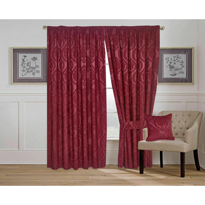 Cotton Blend Sheer Curtain Pair, 168 W x 137 D cm, Red