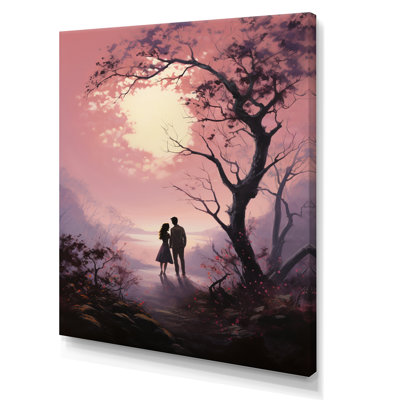 «Desmonde Romantic Couple at Pink Sunset», reproduction sur toile
