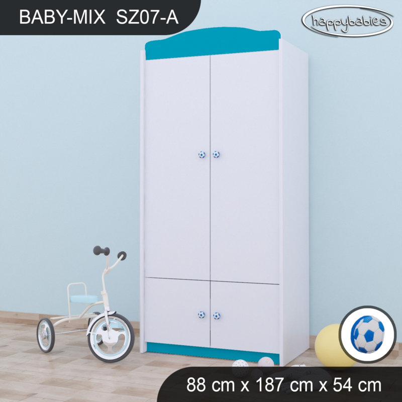 Baby 4 Door Wardrobe, Blue