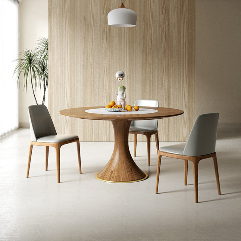 Ensembles de table de salle à manger simples ronds en bois massif brun, H 28,7 po x L 47,2 po x l 47,2 po