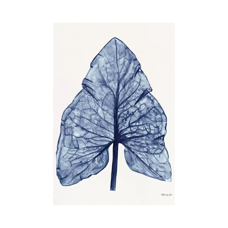 Indigo Leaf by Stellar Design Studio - Gallery-Wrapped Canvas Giclée on Canvas, Wrapped Canvas, 20.32 cm H x 30.48 cm W