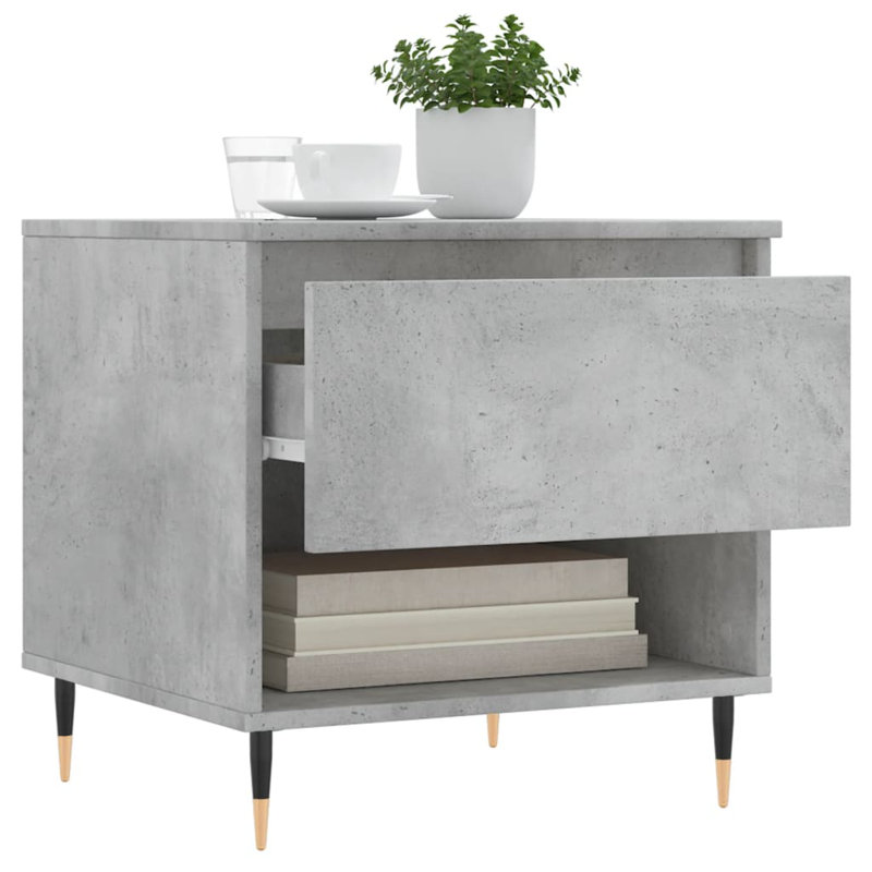 Mykisha Four Leg Coffee Table with Storage, Concrete Grey
