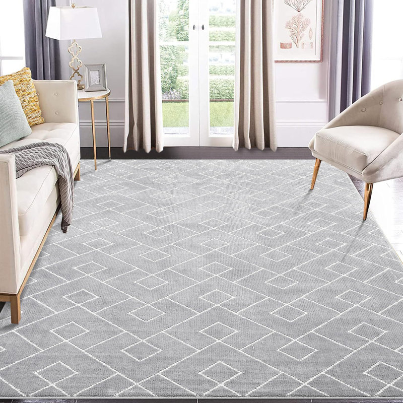 Tapis à motif géométrique moelleux de qualité supérieure, Rectangle 9 pi x 12 pi
