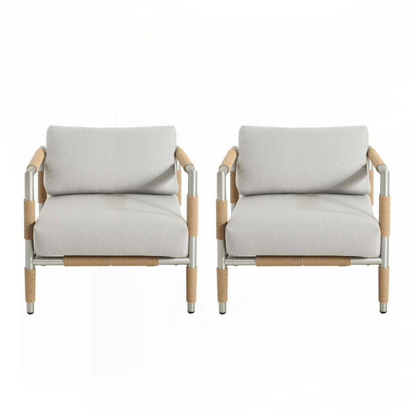 Fauteuil d'extérieur en aluminium avec coussins épais