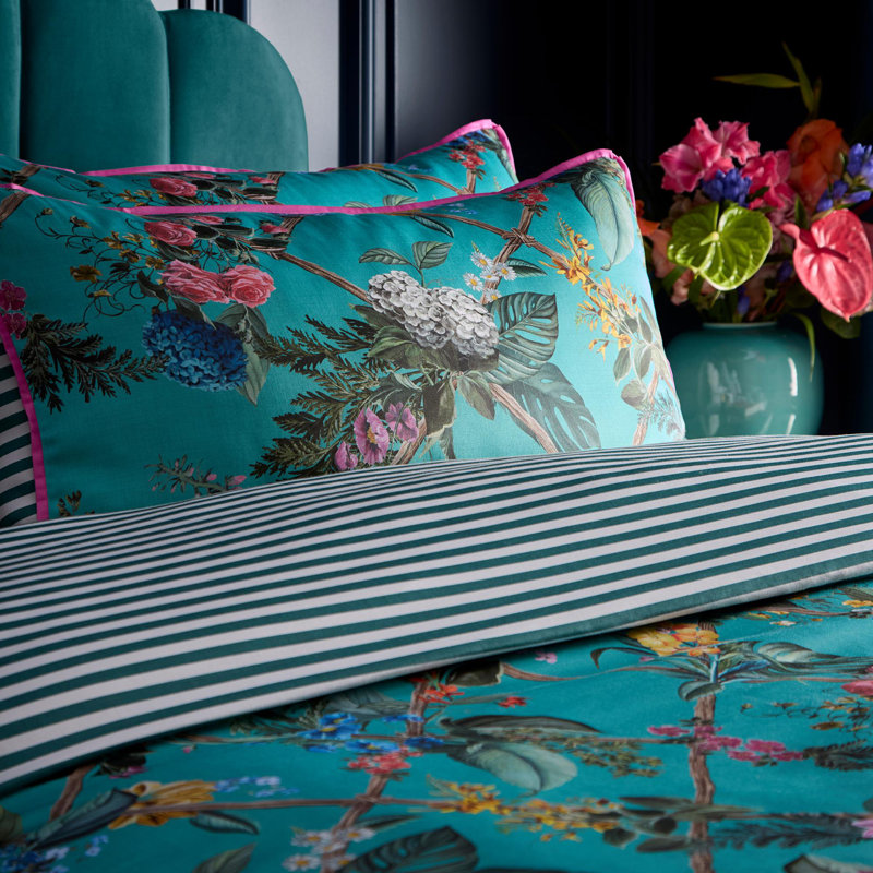 Laurence Llewelyn-Bowen Cotswold Fantasia Duvet Cover Set Teal, King Duvet Cover Set + 2 Pillowcases