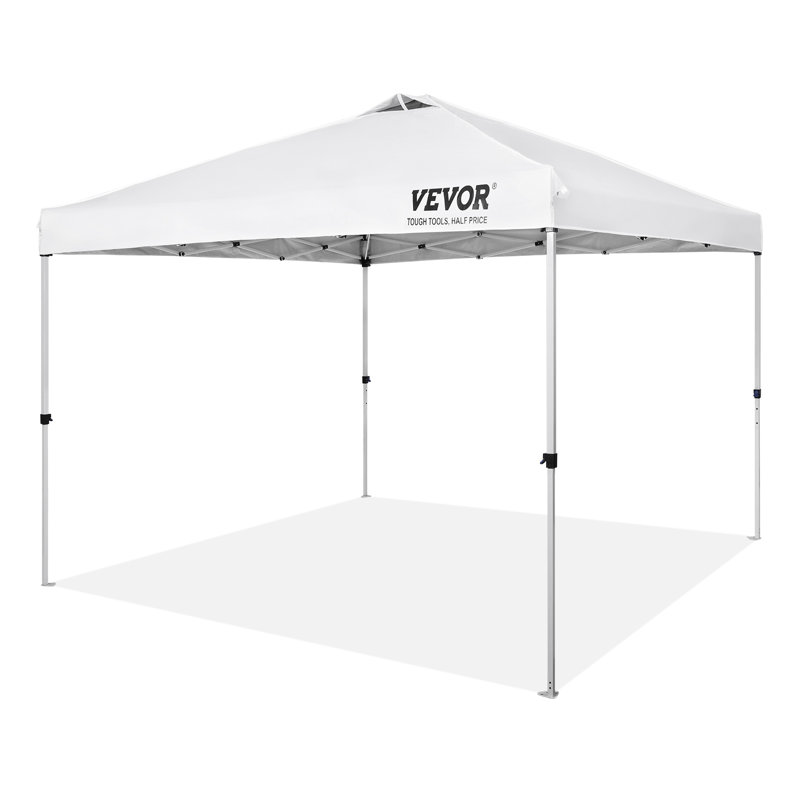 VEVOR White 10x10 ft Adjustable Pop-Up Canopy Tent with Storage Bag