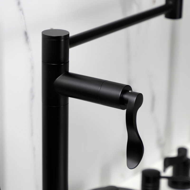 Kingston Brass NuWave Two-Handle 1-Hole Deck Mount Pot Filler Faucet, Matte Black