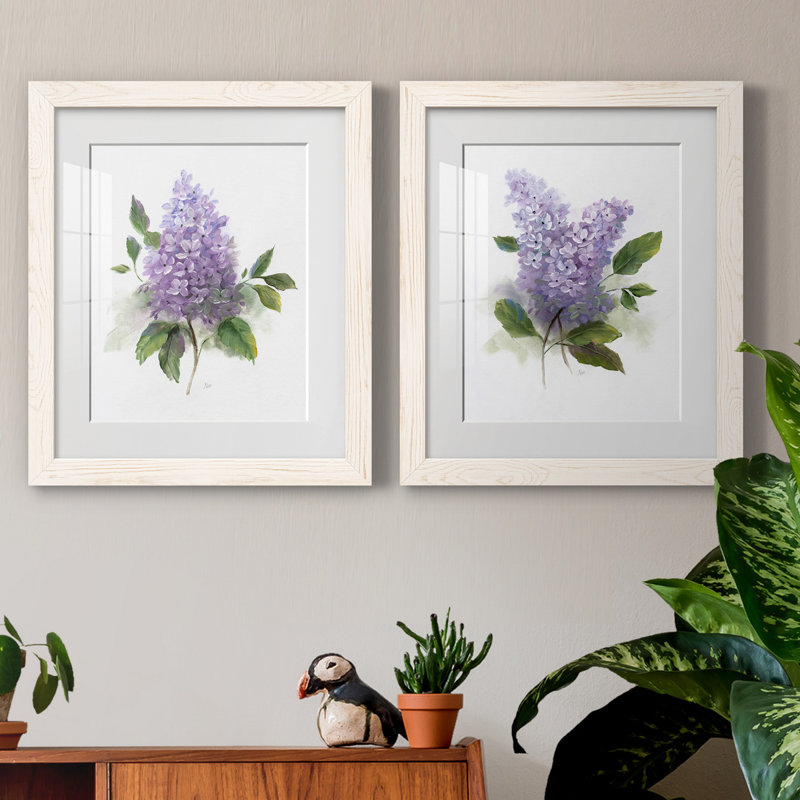 Lilac Romance I - ensemble de 2 reproductions, H 20 po x l 17 po, Impression encadrée avec passe-partout, Blanc