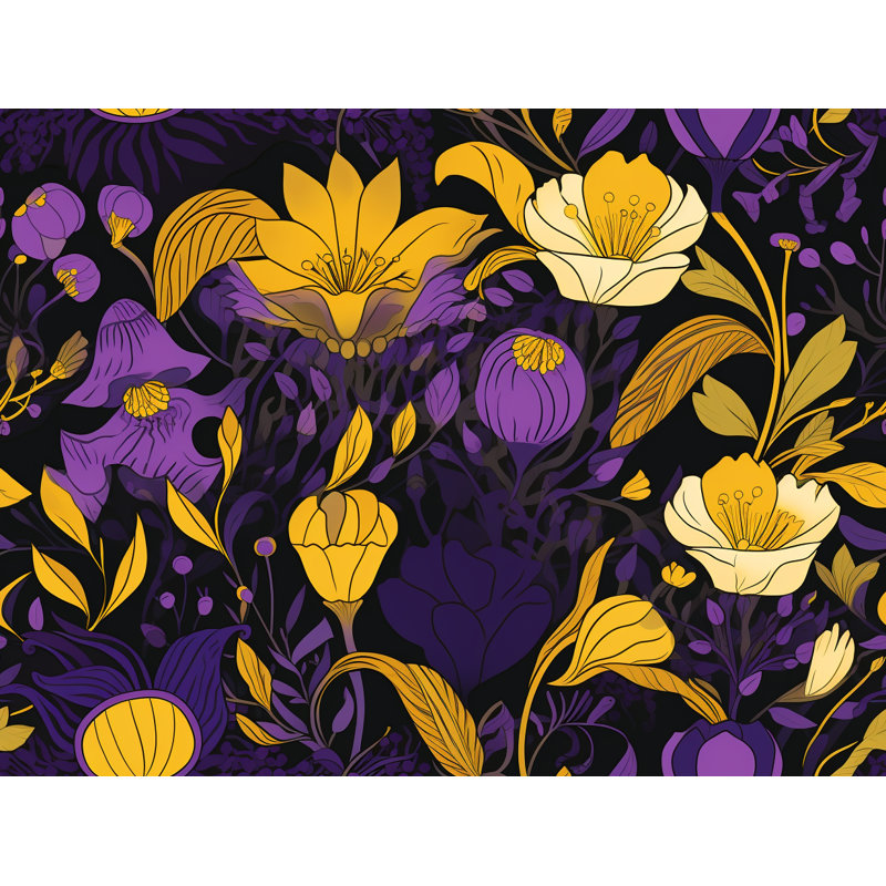 Machine Printed Duvet Cover, Twin Duvet Cover, Purple/Yellow