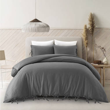 Dark Grey Duvet Cover Set Full Queen King & Light Gray Sheet Set