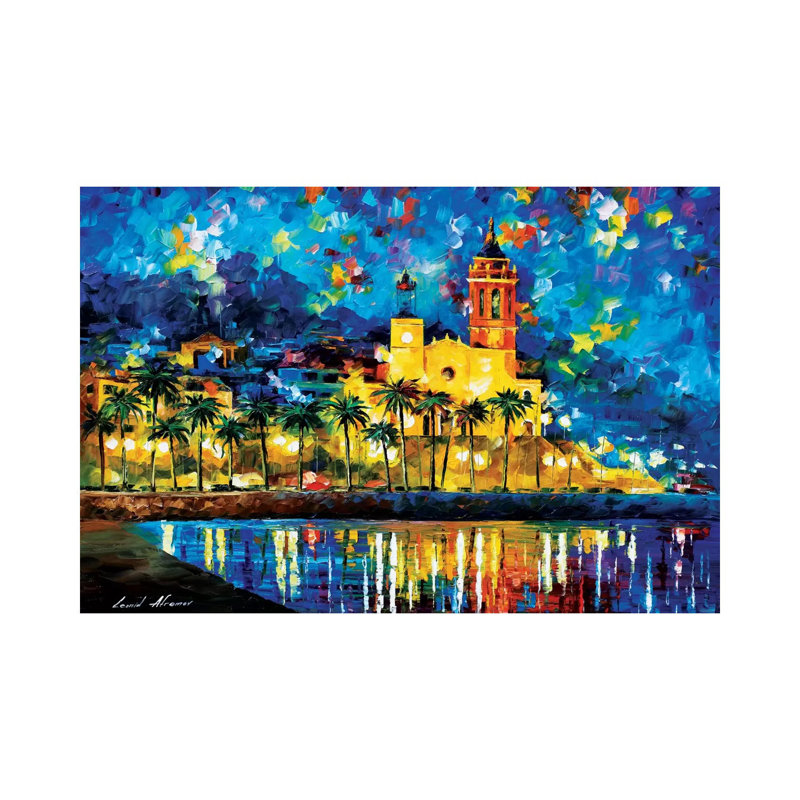 Spain, Sitges by Leonid Afremov - Wrapped Canvas Painting, 20.32 cm H x 30.48 cm W x 1.91 cm D
