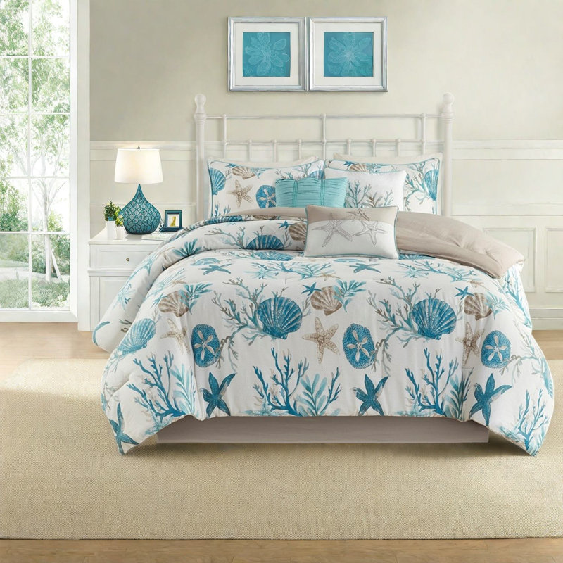 Luxurious 7-piece Cotton Comforter Bedding Sets For Coastal Home