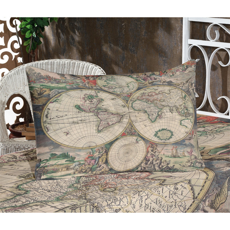 Multicolore ensemble de draps et taies décoratives Ambesonne World Map, Ensemble de draps pour grand lit + 1 drap-housse +