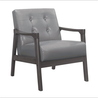 Accent Chair Button Tufted Upholstery Cushion Seat Mid-Century Modern Furniture Solid Rubberwood Frame 1pc