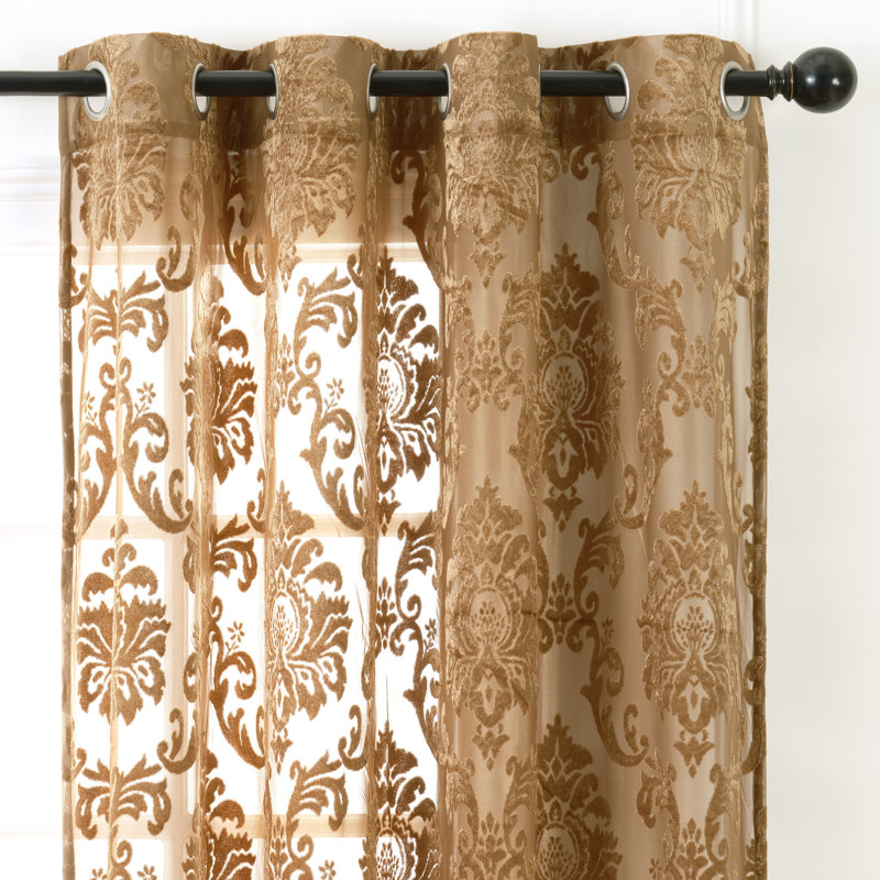 Ensemble de rideaux semi-transparents avec œillets Branca, L 52 po x L 96 po, Doré