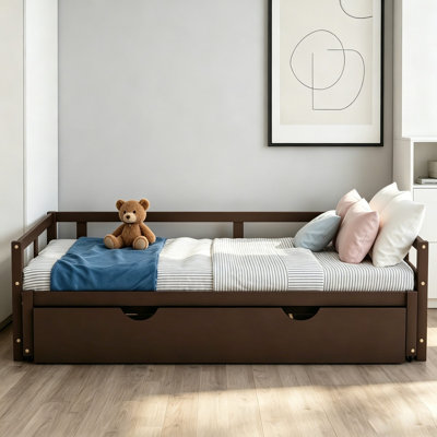 Convertible Twin to King Daybed with Pull Out Twin Size Trundle Bed