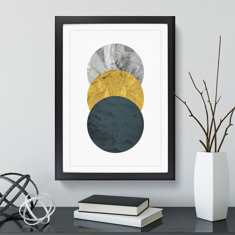 Textured Shapes No.1 - Picture Frame Graphic Art, 90cm H x 65cm W x 2cm D, Black Framed