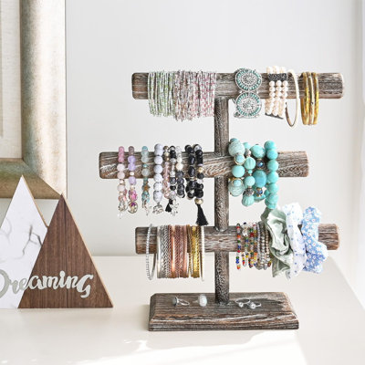 Présentoir à bijoux en bois à 3 niveaux à assemblage gratuit