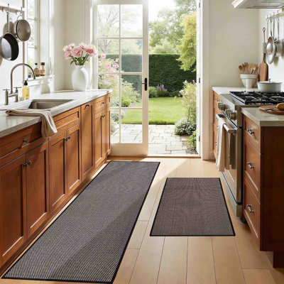 Machine Washable Non-Slip Kitchen Runner Rugs (Set of 2)