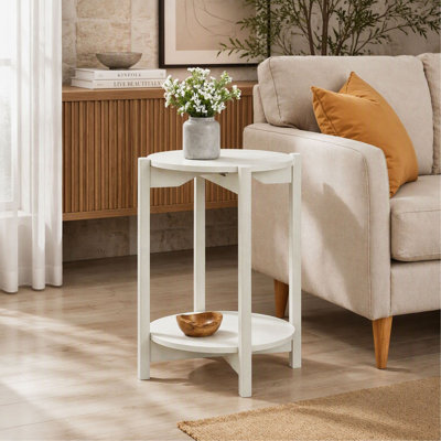 Table d'appoint ronde avec tablette ouverte, idéale pour le salon (1 pièce).