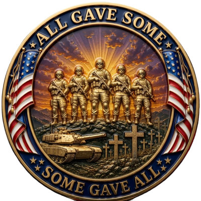 commemorative coin US Military  Coin All Gave Some Some Gave All  Memorial Coin Patriotic Honor Coin With  Flag Soldier