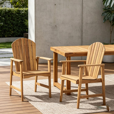 Outdoor Weather Resistant Acacia Wood Adirondack  Chairs Set