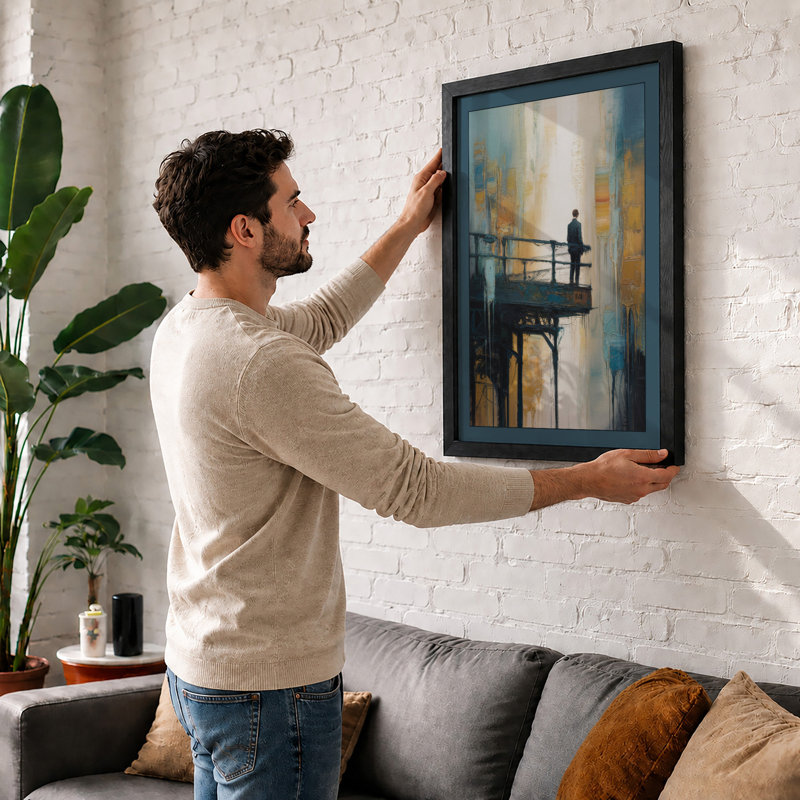 Solitary Urban Moment Modern - Framed Print, A3 - 42.0 x 29.7 cm, Oak