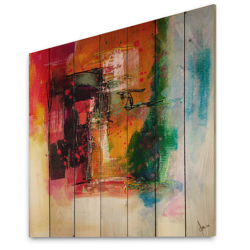 Modern Energetic Color Dance III - impression d'art moderne sur bois, H 36 po x l 36 po x P 1 po