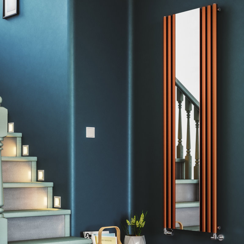 Rolo Mirror Vertical Designer Mirror Radiator, Copper